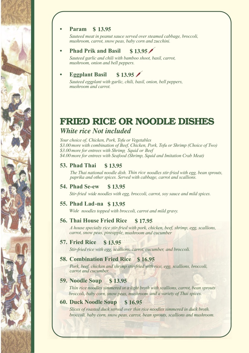 fried rices and noodles dish menu